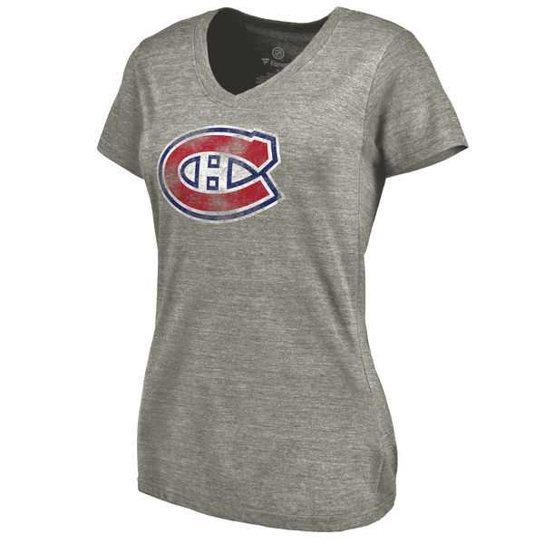 Women's Montreal Canadiens Distressed Team Logo Tri Blend V Neck T-Shirt Ash FengYun,We sell and wholesale Women's Montreal Canadiens Distressed Team Logo Tri Blend V Neck T-Shirt Ash FengYun on line form chian!
